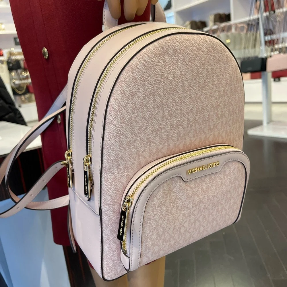 MICHAEL KORS Jaycee Medium Signature Logo Backpack POWDER BLUSH NWT